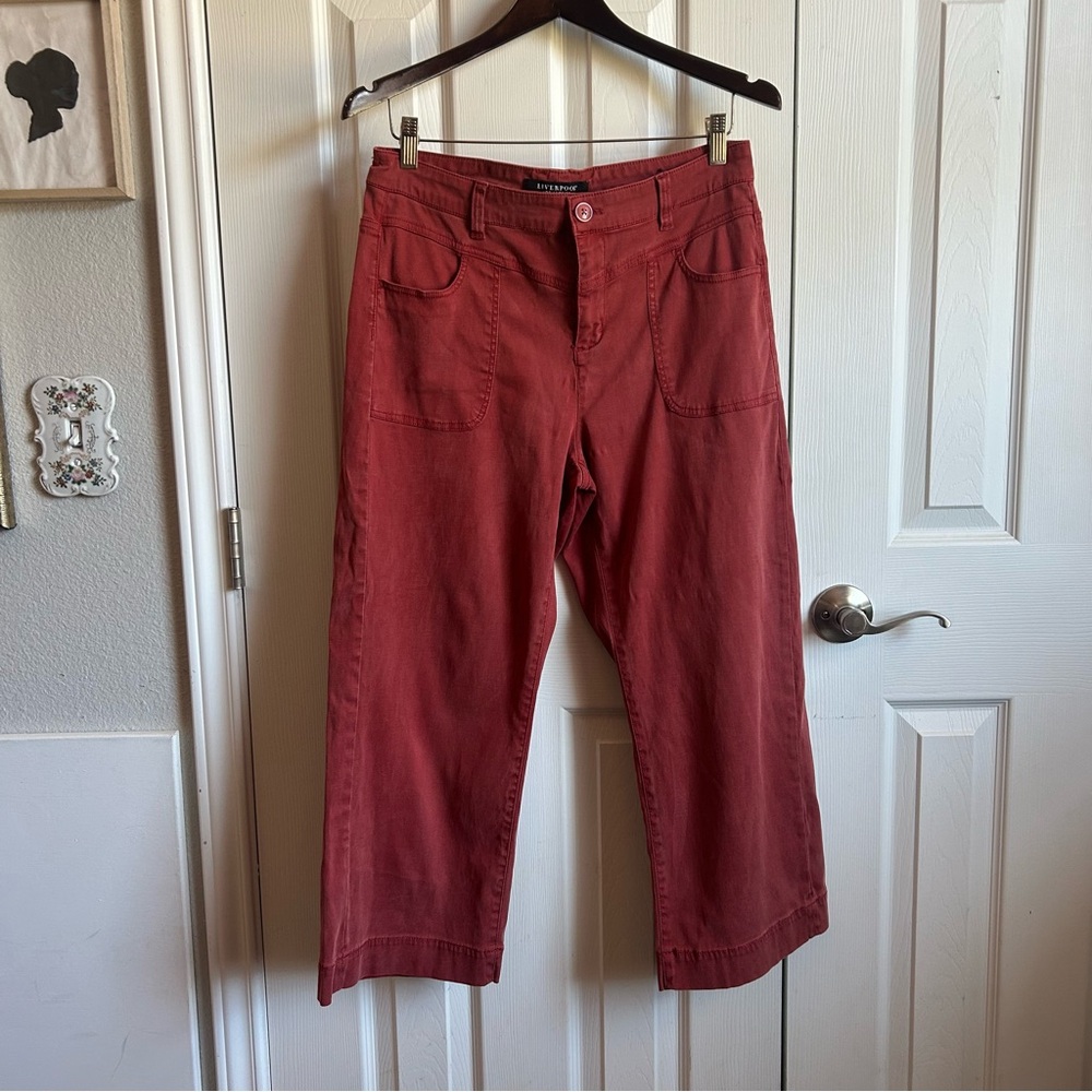 Liverpool burnt orange cropped wide leg jeans